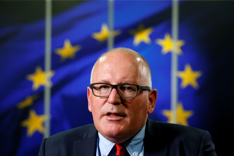 © Reuters. EU Commission First Vice-President Timmermans speaks during an interview in Brussels