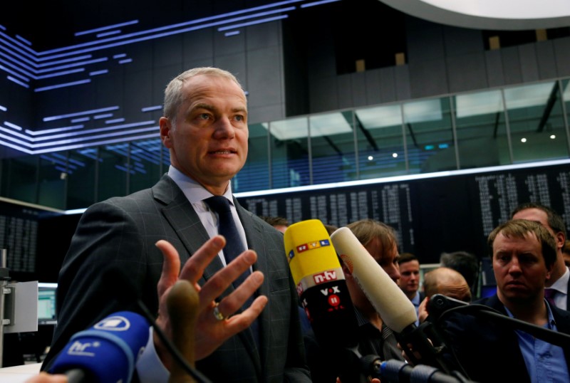 © Reuters. FILE PHOTO: Carsten Kengeter, CEO of Deutsche Boerse attends the launch of an initial public offering  at the stock exchange in Frankfurt.