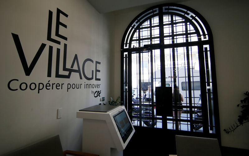 © Reuters. A view shows a working space at Le Village by CA a value-creating start-up incubator in Paris