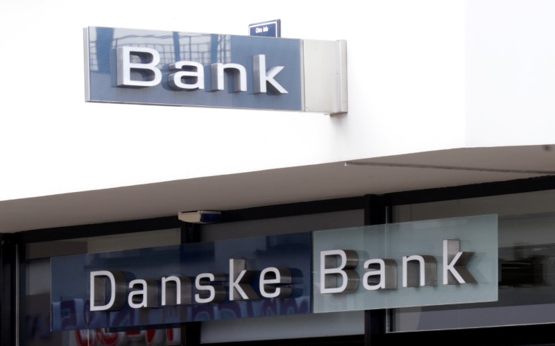 © Reuters. Danske bank logo is seen on a branch office in Riga