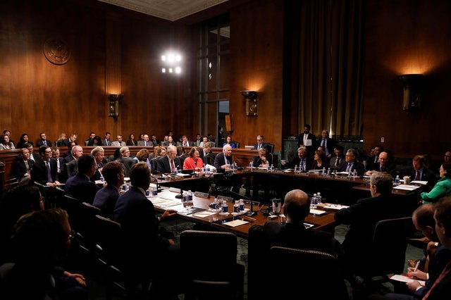 © Reuters. The U.S. Senate Judiciary Committee meets for a hearing to vote for Wray to be sent to the full Senate for a confirmation vote, on Capitol Hill in Washington