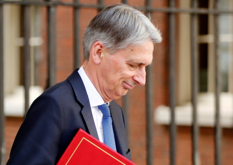© Reuters. Britain's Chancellor of the Exchequer, Philip Hammond, arrives in Downing Street, in central London
