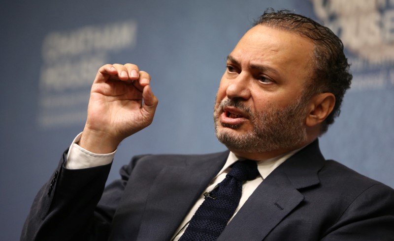 © Reuters. Minister of State for Foreign Affairs for the United Arab Emirates, Anwar Gargash, speaks at an event at Chatham House in London