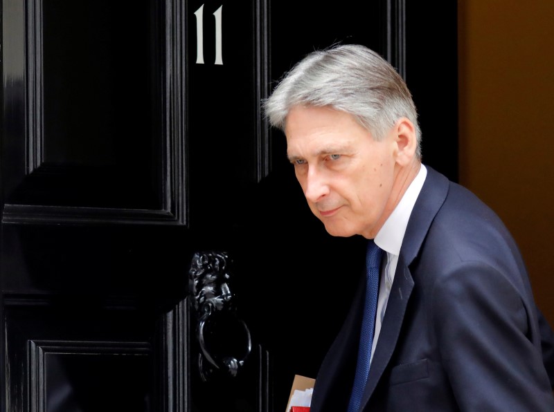 © Reuters. Britain's Chancellor of the Exchequer, Philip Hammond, leaves 11 Downing Street, in central London