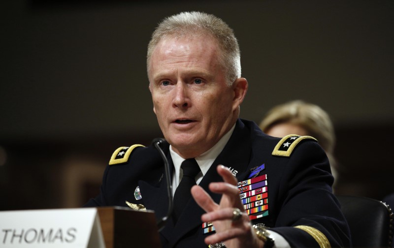© Reuters. Army general Thomas testifies during a hearing on Capitol Hill in Washington