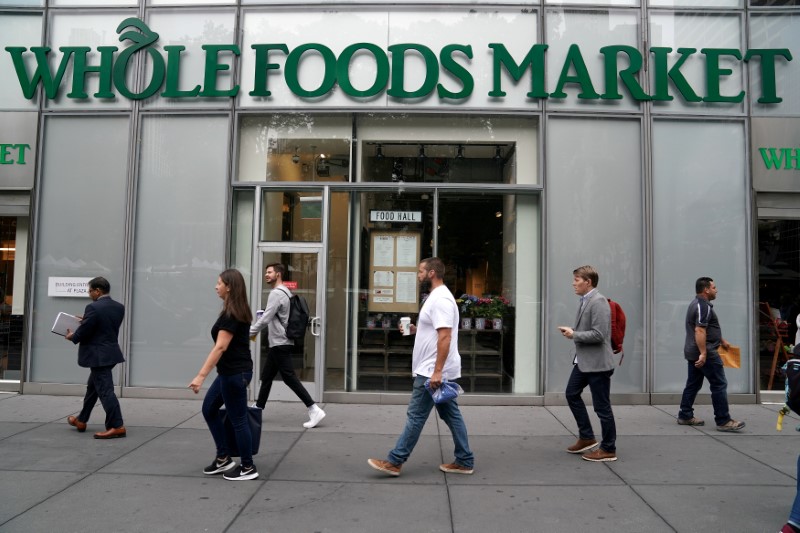 © Reuters. FILE PHOTO: A Whole Foods Market is pictured in the Manhattan borough of New York City