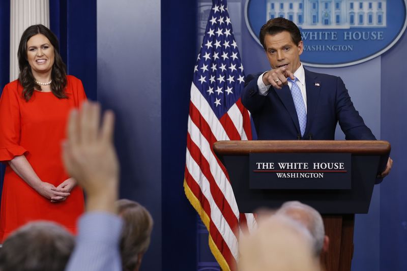 © Reuters. New White House Communications Director Anthony Scaramucci addresses the daily briefing at the White House in Washington