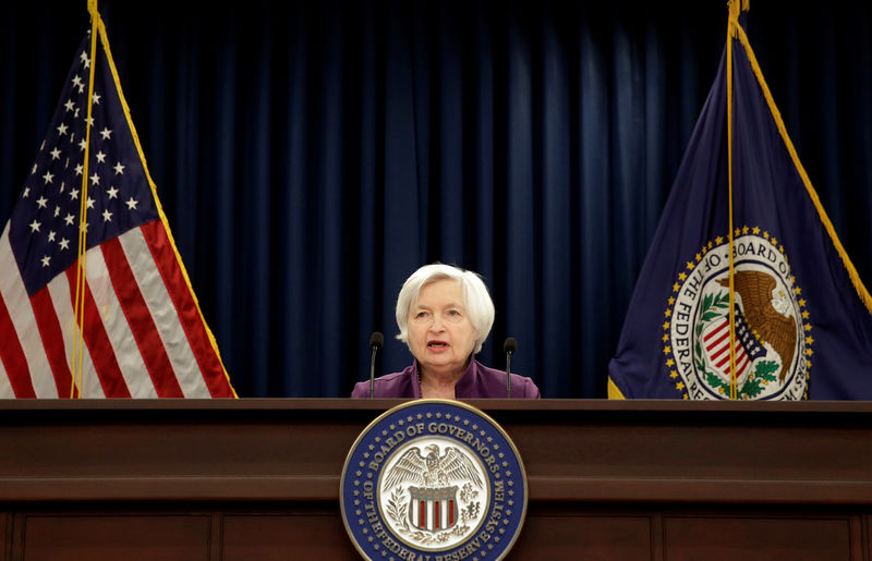 © Reuters. FILE PHOTO - Federal Reserve Board Chairwoman Janet Yellen speaks during a news conference after the Fed releases its monetary policy decisions in Washington