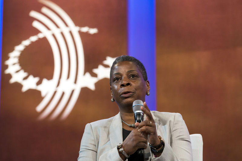 © Reuters. FILE PHOTO: Ursula Burns takes part in a discussion during the Clinton Global Initiative's annual meeting in New York