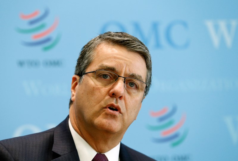 © Reuters. WTO Director-General Azevedo attends a news conference on world trade figure for 2016 and forecast for 2017 in Geneva