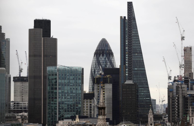 © Reuters. FILE PHOTO: A view of the London skyline shows the City of London financial district, seen from St Paul's Cathedral in London