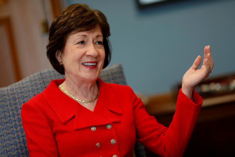 © Reuters. U.S. Senator Susan Collins (R-ME) speaks during an interview on Capitol Hill in Washington