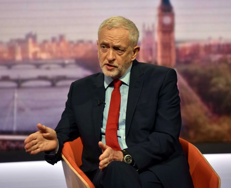 © Reuters. The leader of Britain's opposition Labour Party, Jeremy Corbyn, speaks on the BBC's Andrew Marr Show in London