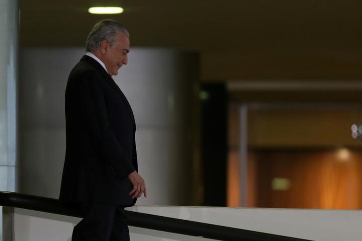 © Reuters. O presidente brasileiro Michel Temer no Palácio do Planalto, em Brasília