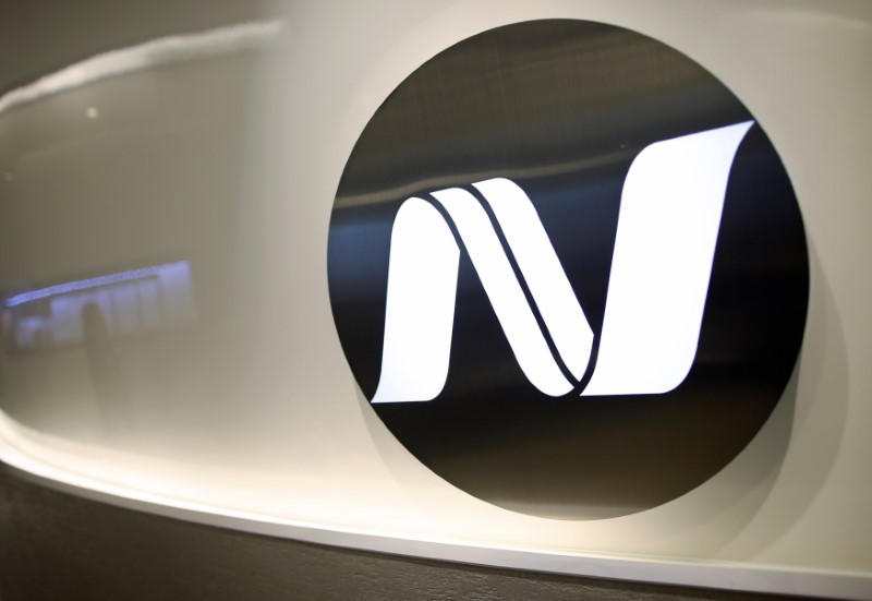 © Reuters. FILE PHOTO: Noble Resources signage is pictured at office in Singapore