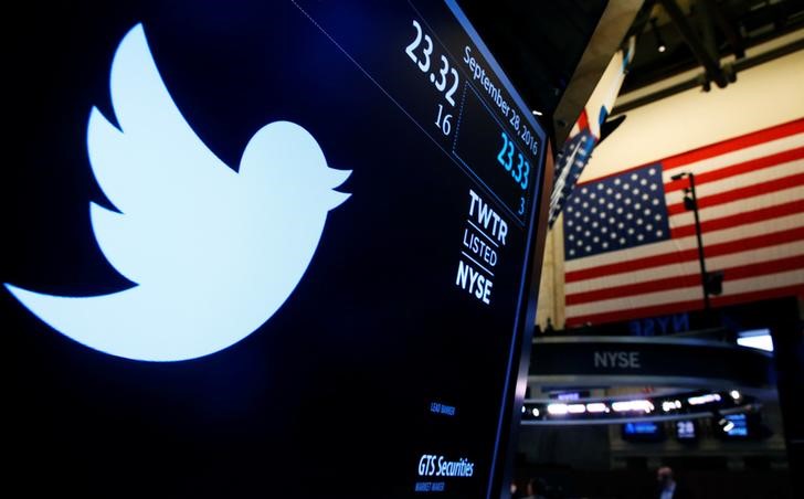 © Reuters. Логотип Twitter на экране компьютера на Нью-Йоркской фондовой бирже