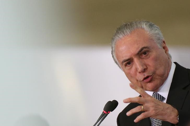 © Reuters. Presidente Michel Temer durante cerimônia no Palácio do Planalto em Brasília, Brasil