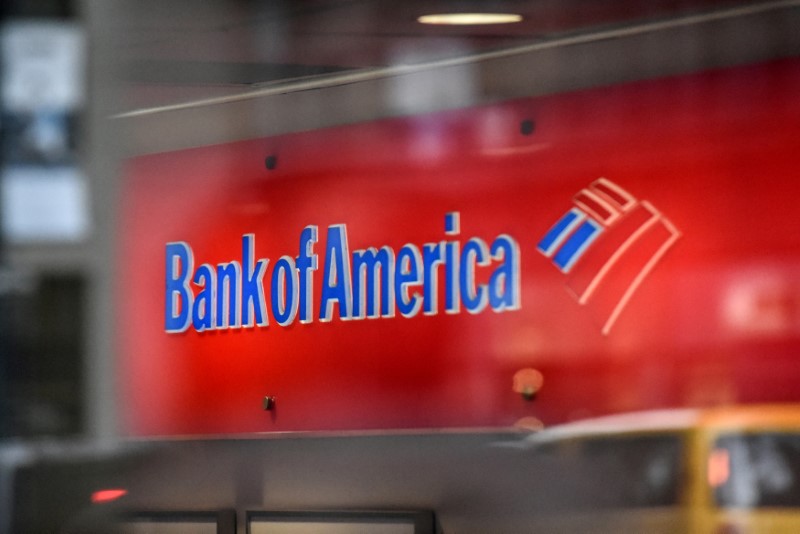 © Reuters. FILE PHOTO: A Bank of America logo is seen in New York City