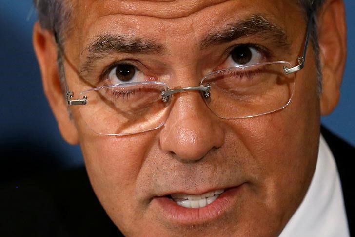 © Reuters. Ator George Clooney durante entrevista coletiva em Washington