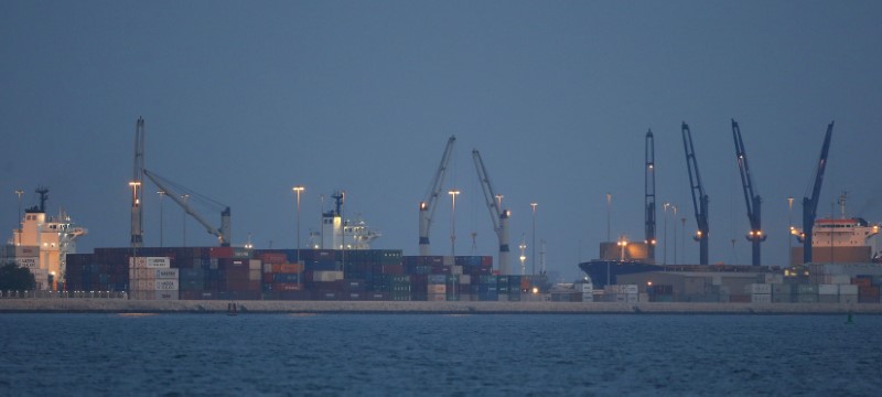 © Reuters. A general view of the container terminal at the Doha port