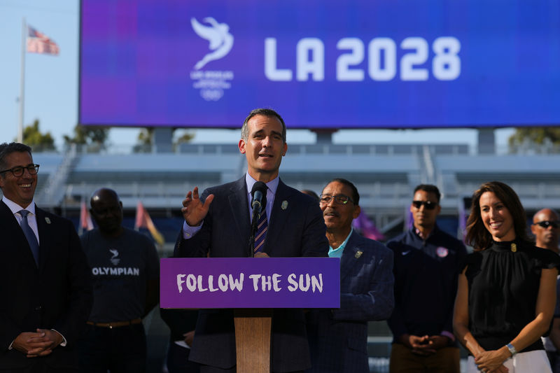 © Reuters. Los Angeles agreement to host 2028 Olympic Games