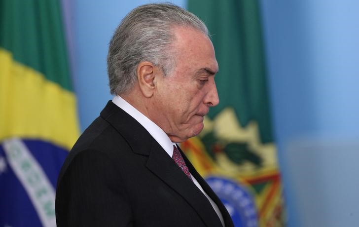 © Reuters. Temer chega para cerimônia no Palácio do Planalto