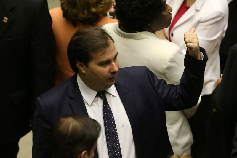 © Reuters. Presidente da Câmara dos Deputados, Rodrigo Maia, durante sessão da Casa em Brasília