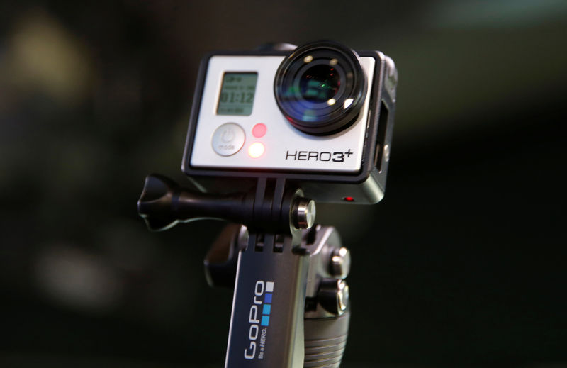 © Reuters. FILE PHOTO: GoPro Hero 3+ camera is seen at the Nasdaq Market Site before before GoPro Inc's IPO in New York