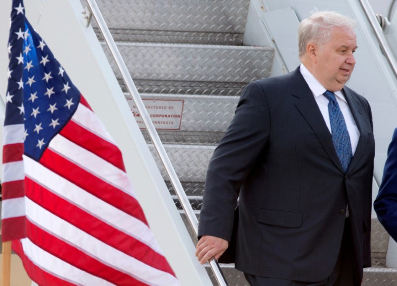 © Reuters. FILE PHOTO: Kislyak, former Russian ambassador to the U.S., arrives at Dulles International Airport in Chantilly