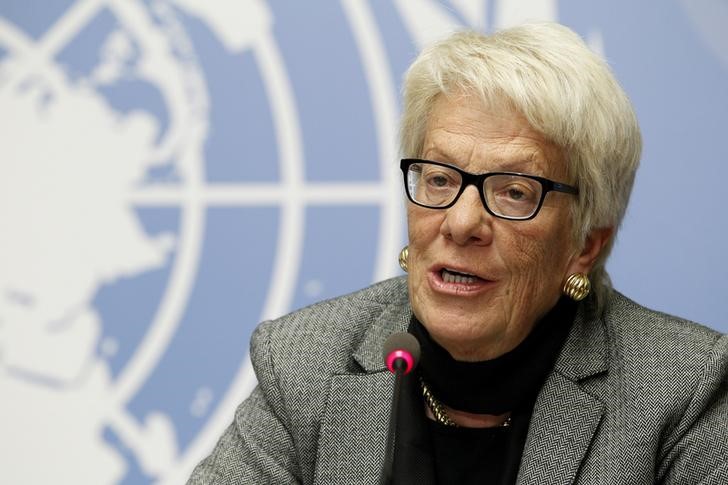 © Reuters. ديل بونتي المحققة الدولية بشأن سوريا تترك منصبها وتلوم مجلس الأمن