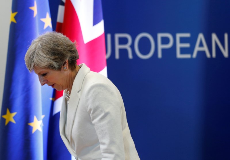 © Reuters. Primeira-ministra britânica, Theresa May, durante cúpula da União Europeia em Bruxelas, na Bélgica