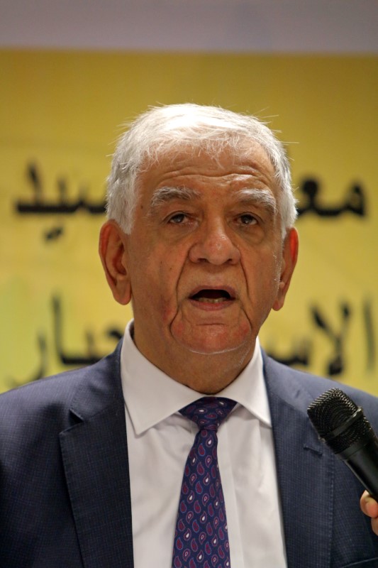 © Reuters. Iraq's Oil Minister Jabar al-Luaibi speaks during a news conference in Basra