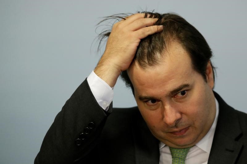 © Reuters. Presidente da Câmara dos Deputados, Rodrigo Maia, durante cerimônia no Palácio do Planalto, em Brasília