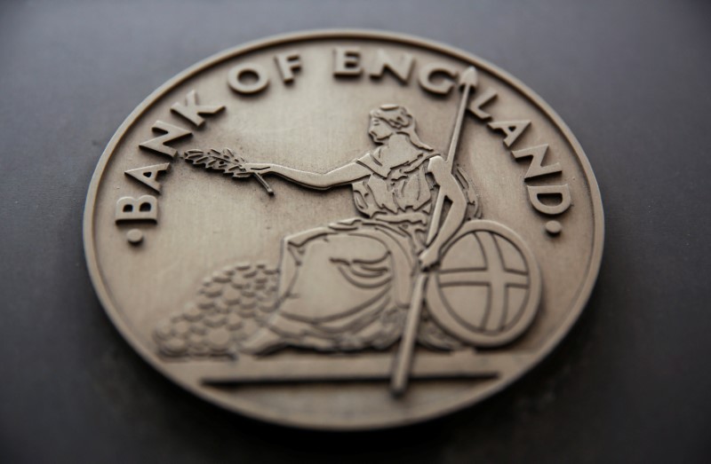 © Reuters. FILE PHOTO:A sign is displayed outside the Bank of England in London