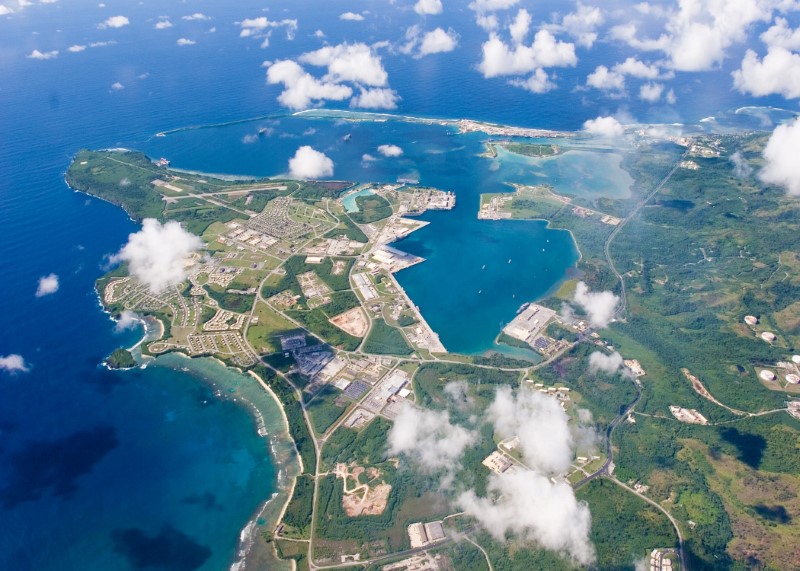 © Reuters. FILE PHOTO: An aerial view of U.S. Naval Base Guam