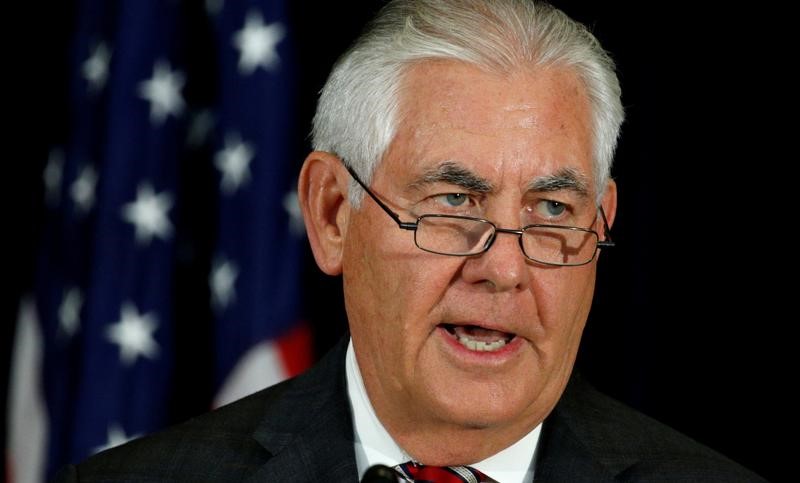 © Reuters. Secretário de Estado norte-americano, Rex Tillerson, durante coletiva de imprensa, em Washington