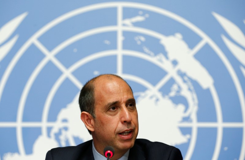 © Reuters. Special Rapporteur on the situation of human rights in North Korea Quintana addresses a news conference at the UN in Geneva