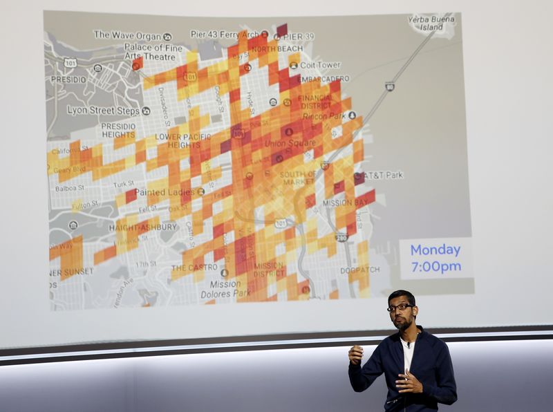 © Reuters. Google Inc CEO Sundar Pichai speaks during a launch event in San Francisco
