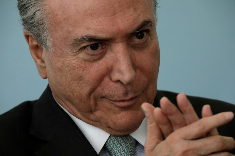 © Reuters. Temer durante cerimônia no Palácio do Planalto