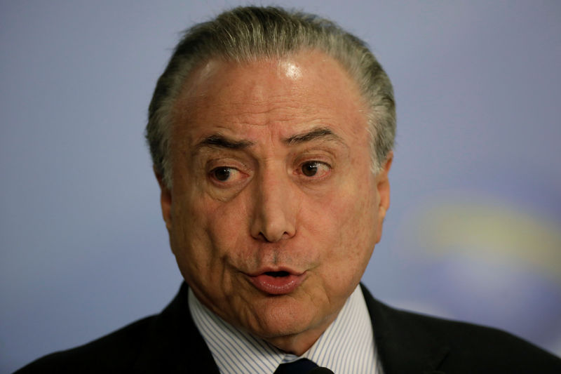 © Reuters. Temer faz discurso no Palácio do Planalto