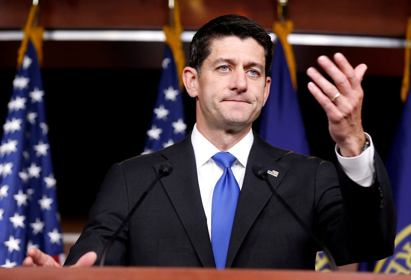 © Reuters. FILE PHOTO: Speaker of the House Paul Ryan during a press briefing on Capitol Hill in Washington