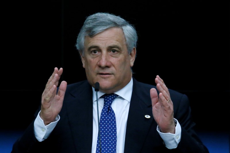 © Reuters. Il presidente del parlamento Ue Antonio Tajani