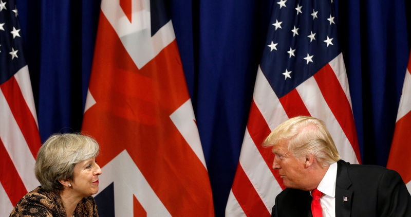 © Reuters. Donald Trump meets with Theresa May in New York