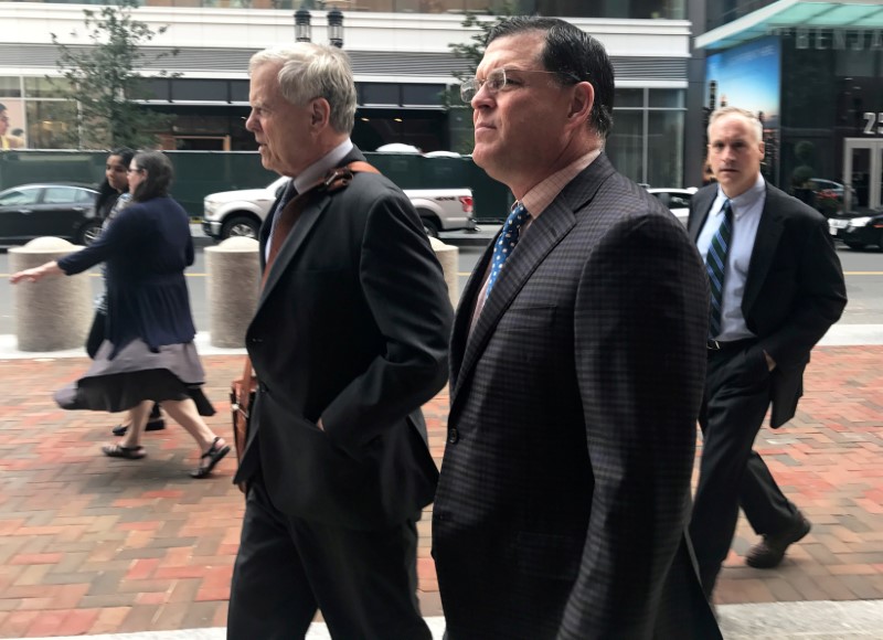 © Reuters. FILE PHOTO: Former F-Squared Investments Inc CEO Howard Present, arrives at the federal court in Boston