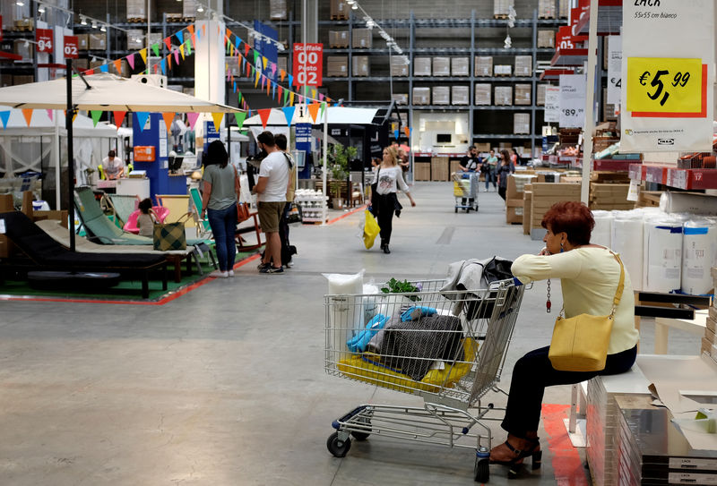 © Reuters. FILE PHOTO: A woman is seen in an Ikea shop in a mall in Rome