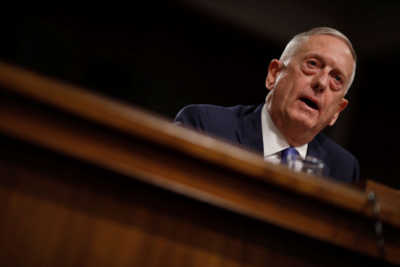 © Reuters. FILE PHOTO: U.S. Secretary of Defense James Mattis testifies before a Senate Armed Services Committee hearing on the "Political and Security Situation in Afghanistan" on Capitol Hill in Washington