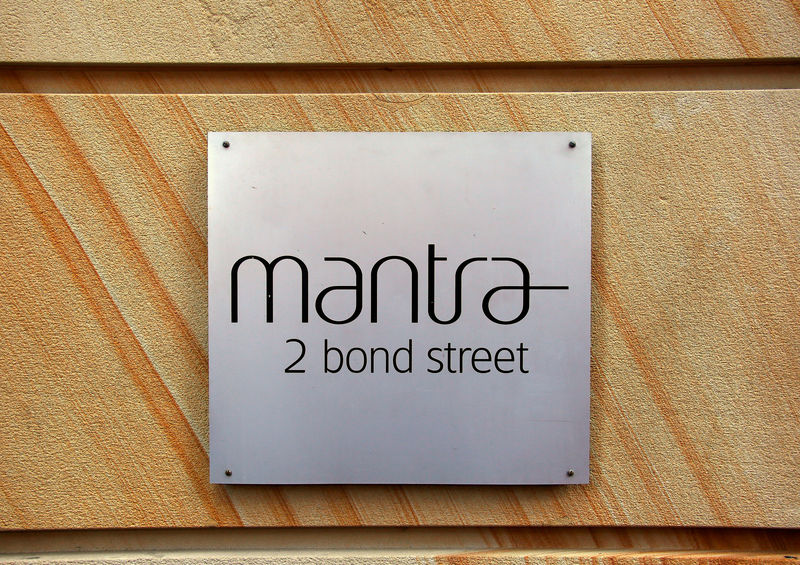 © Reuters. A sign bearing the logo of the Mantra Group Ltd is displayed on the wall of a hotel in central Sydney