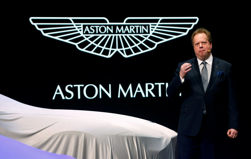 © Reuters. FILE PHOTO: Aston Martin Lagonda Ltd. CEO Palmer addresses media during the first press day ahead of the 85th International Motor Show in Geneva