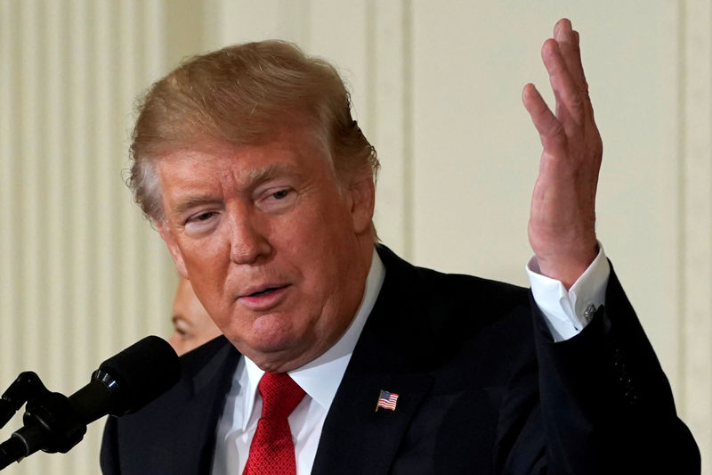 © Reuters. President Donald Trump speaks in Washington