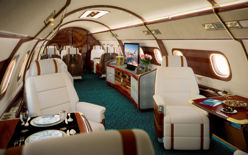 © Reuters. Handout photo of an interior view of the Skyacht model of Embraer S.A. Aerospace company's private jet lineage